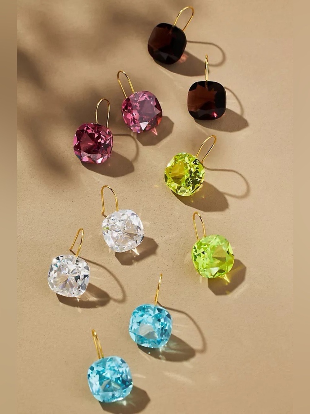 NWT Anthropologie Floating Crystal Earrings Wine